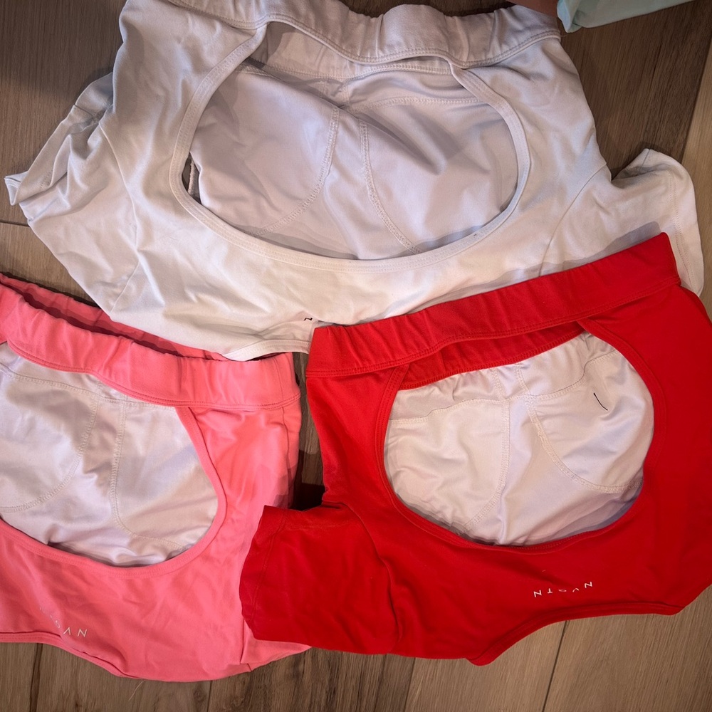 NVGTN Short Sleeve Athletic Tees in White, Pink & Red